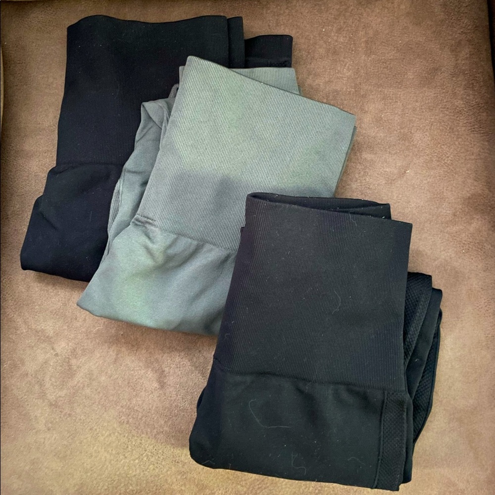 3pk Thick High Waist Tummy Control Compression Slimming Leggings Postpartum